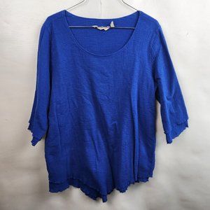 Soft Surroundings Blue Gauze Layered Pointed Hem Siesta Key Top Blouse XL